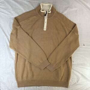 Orvis Brown 1/4 Zip Pullover Sweatshirt Men's Large Knit Outdoors